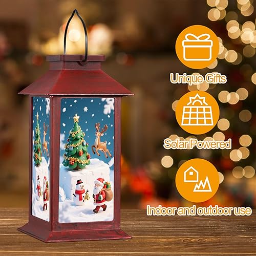 Miniatura 2 de Decoraciones de Navidad, faroles solares con muñeco de nieve para exteriores, impermeables, luces decorativas para regalos de Navidad (muñeco de