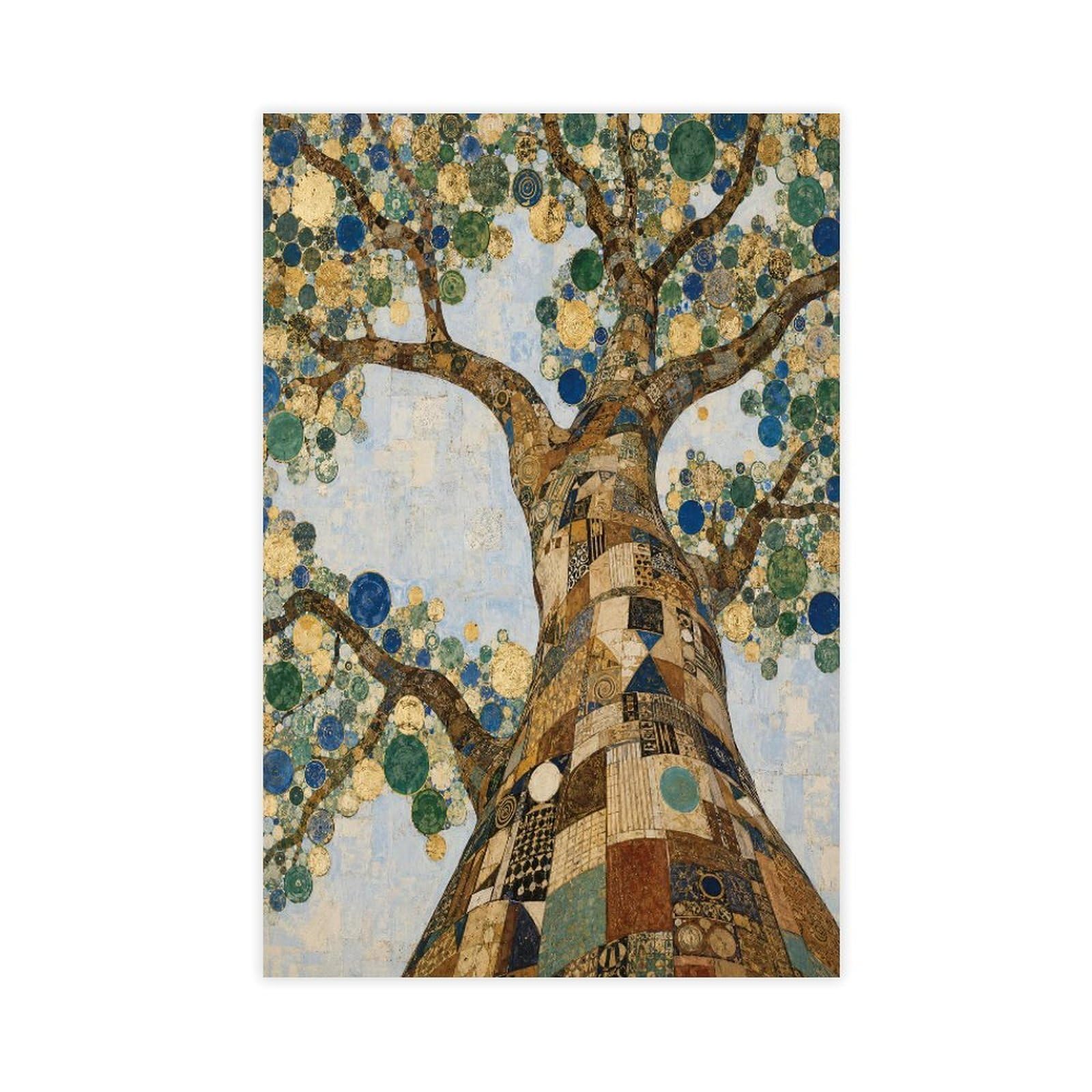 W7c8u2x3 Unframe-Style-12 Blue Dot Tree Canvas Wall Art, Mosaic Art Reading Corner