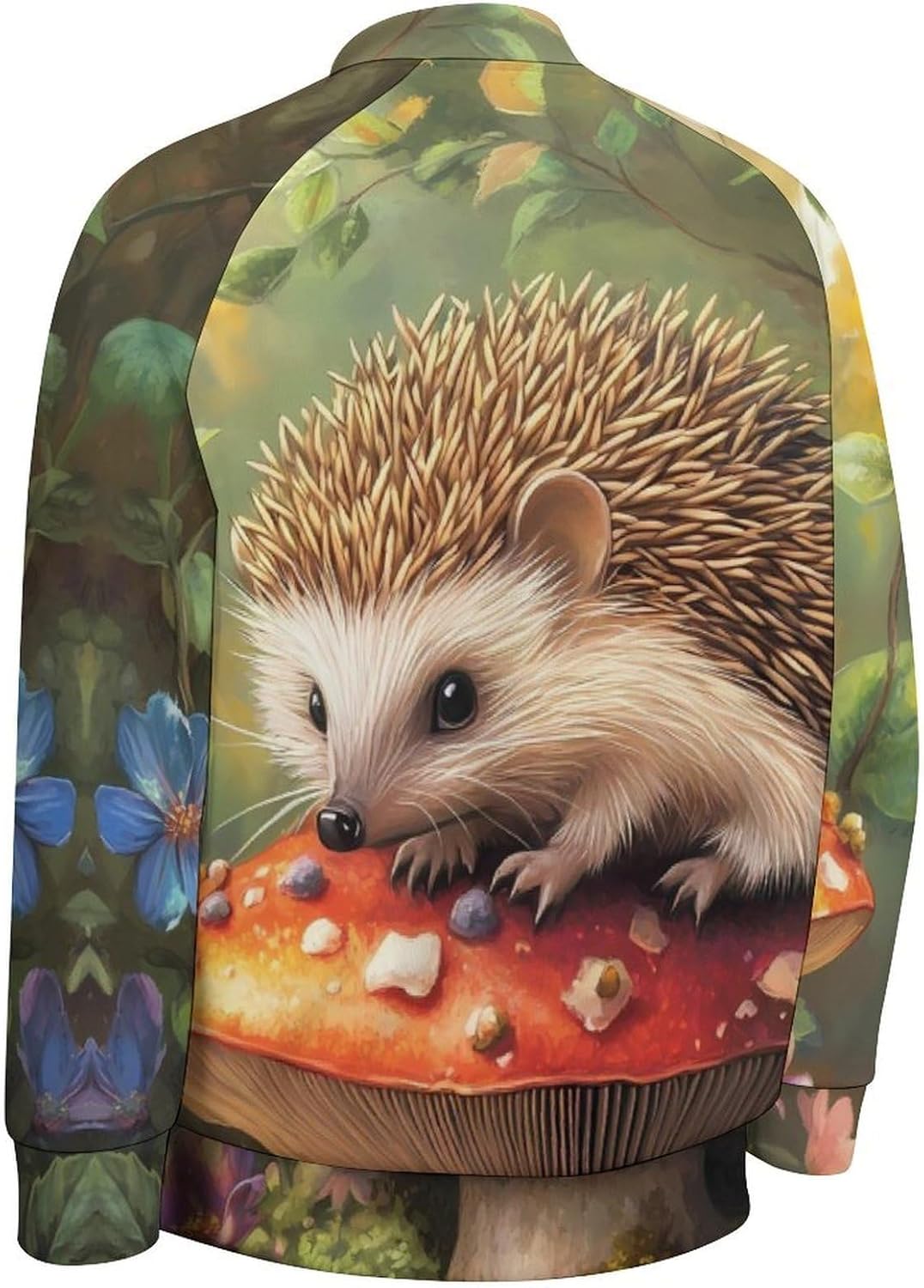 Flowers Hedgehog Baseball Jacket Casual Sportswear Bomber Jacket Coat for Men Women
