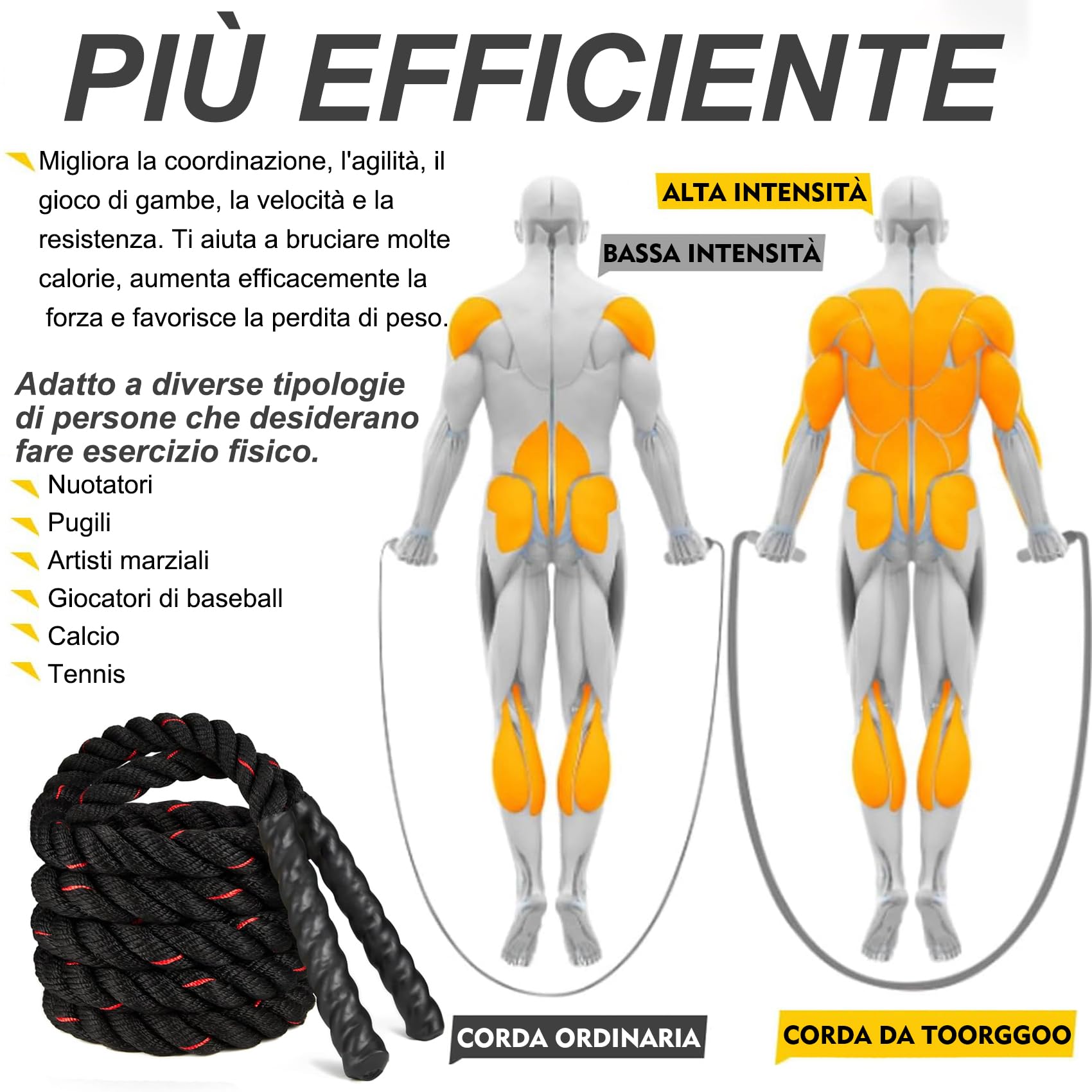 Springseil per Allenamento, 1,3 kg, per Uomini e Donne, Migliorato per Forza e Muscolatura, Allenamento Totale del Corpo