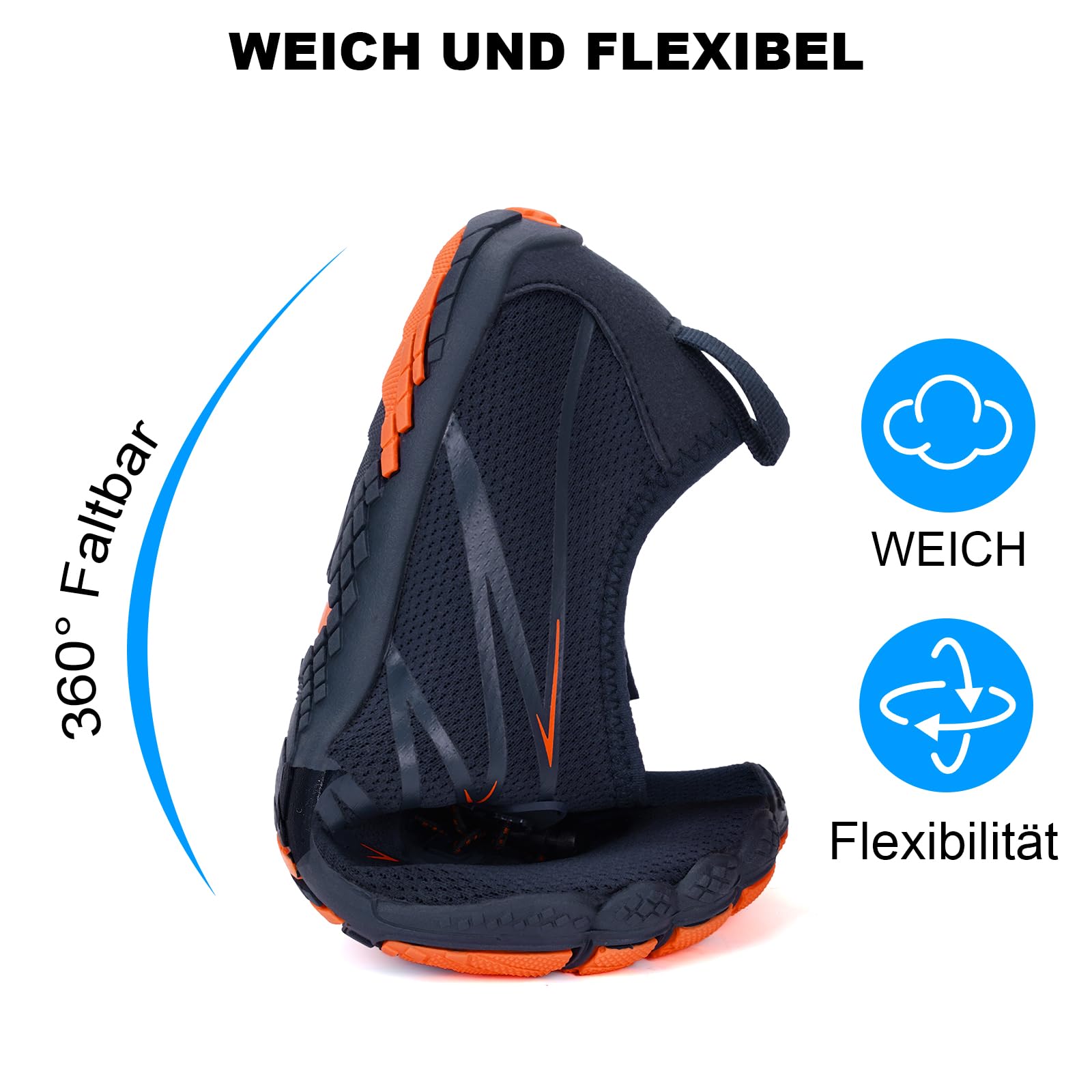 RUYI Unisex Barfußschuhe Damen Herren Traillaufschuhe, Weich Leicht Fitnessschuhe mit rutschfest Sohle & Breiter Zehenbox, Schnell Trocknend Badeschuhe