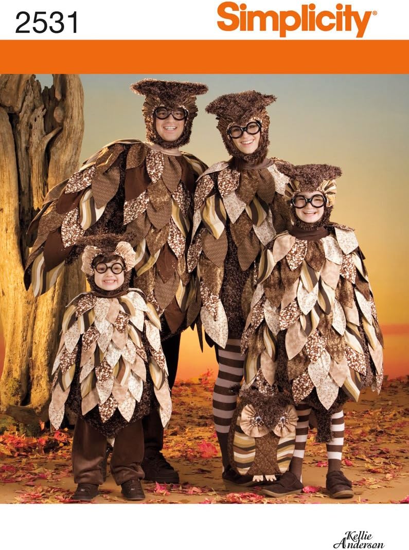 Simplicity 2531 sewing pattern makes Mens and Misses and Chidrens Owl Costumes