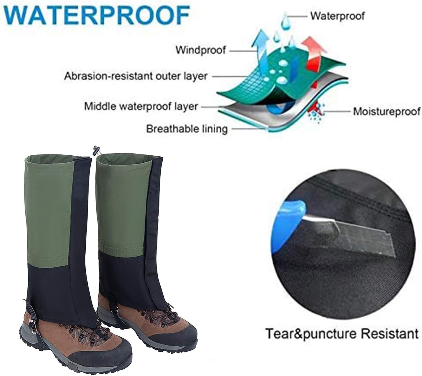 Leg Gaiters Outdoor Snow Snake Leg Gaiters Leggings, Waterproof Leggings, Mudguard Leg Guards, Shoe Covers, Jungle Hunting, Climbing and Climbing (Color : B, Size : XL)