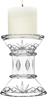Godinger Pillar Candle and Candleholder Set, Candlestick Holder, Crystal Candle Stand, Candle Holders, Includes Pillar Candle - Dublin Collection