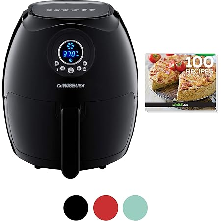 GoWISE USA GW22932 3.7-Quart Digital Air Fryer + 100 Recipes, Qt, Black