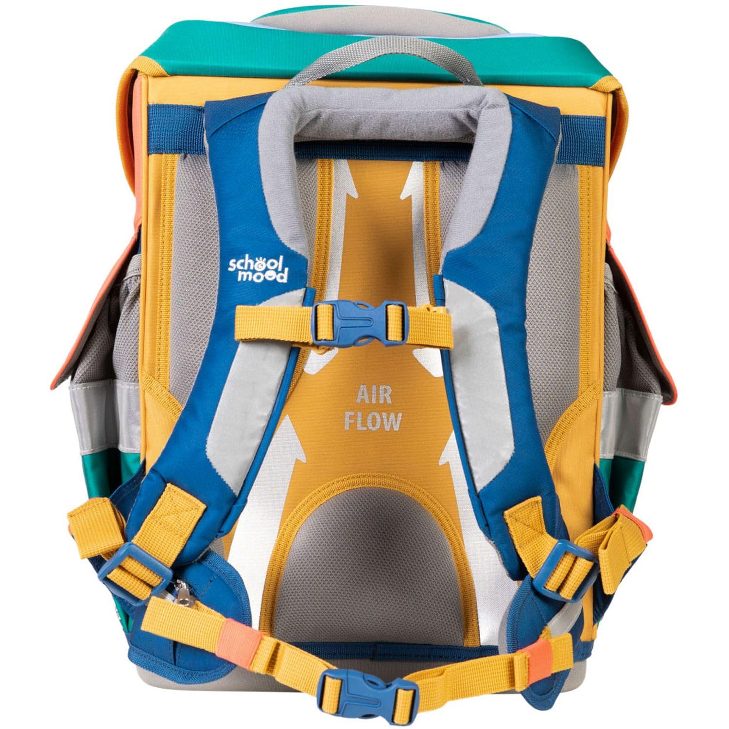 SCHOOL-MOOD Timeless Pro Schulranzenset 7-teilig 23,5L Stauraum, ergonomisches Easy Fit System für 1 m bis 1,50 m Körpergröße, standfest, wasserabweisender Stoff mit Reflektoren (Happy Sapphire)