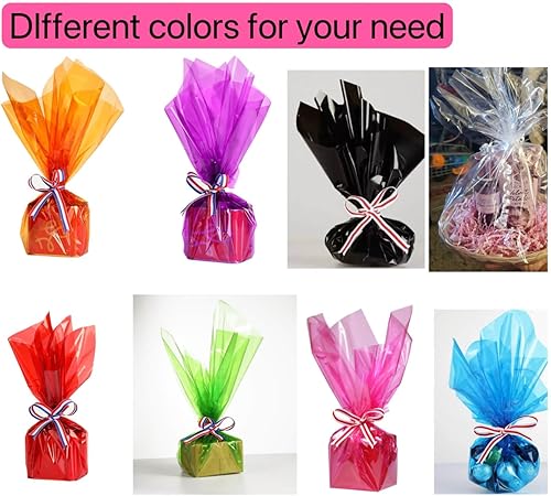 Miniatura 4 de shareluck 8 colores  Envoltura de celofán de colores para cestas de regalo y manualidades  Violonchelo de colores para el día de San Valentín,