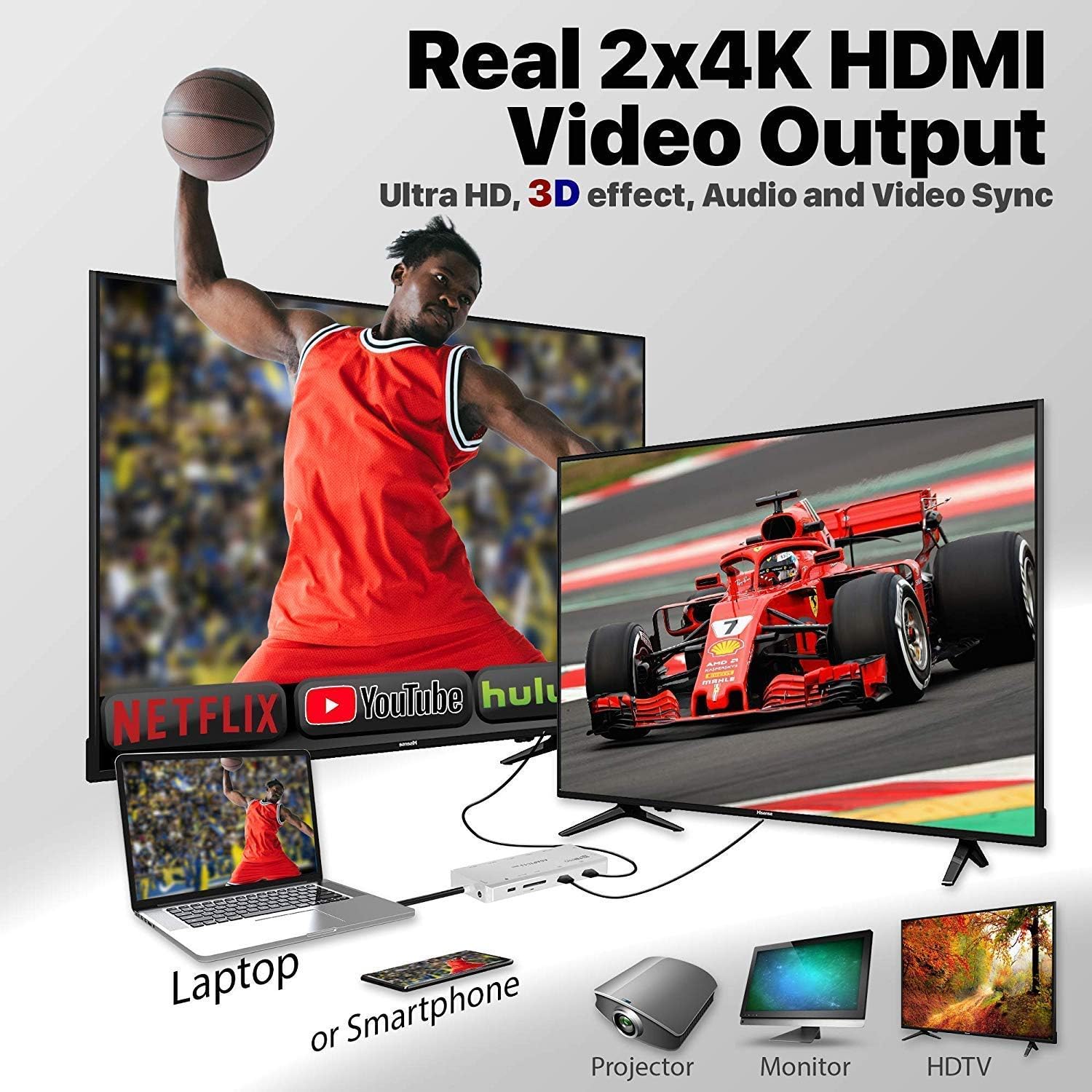 Black Friday - 50% OFF USB C Hub to Dual HDMI VGA Triple Display Screen Multiport Adapter 13-in-1 Dongle Gigabit Ethernet for MacBook M1 Pro Air & USB C Laptop, USB C 100W PD & Data, Audio, SD/Micro SD Reader, 3X USB 3.0