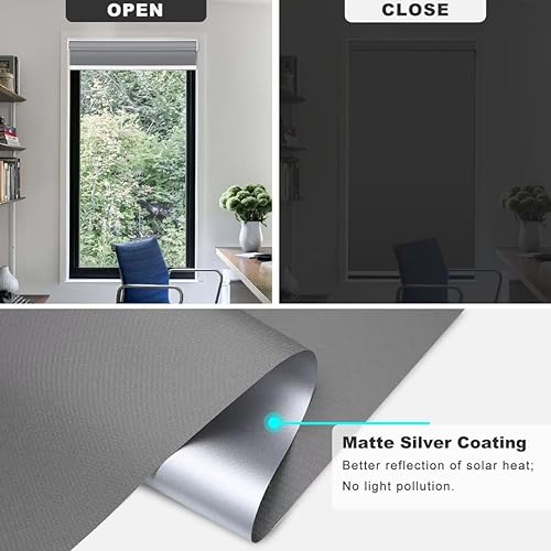 Miniatura 5 de Changshade Persianas enrollables 100% opacas sin cordones para ventanas, persianas de parada libre, tela aislante térmica, protección UV, persianas