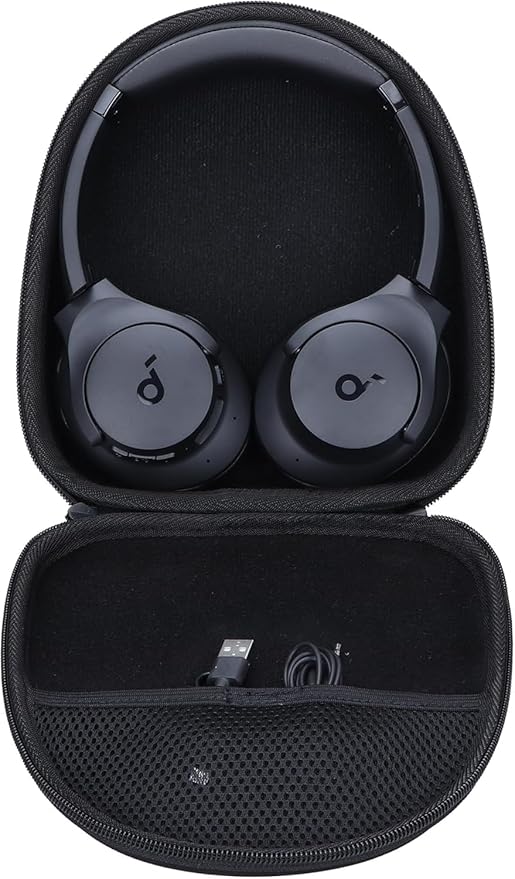 M.G.R.J® Portable Carrying Case Cover for soundcore by Anker Space One, Life 2 neo, H30i, Q20i, Q20+, Q20, Q30, Q35, Q40, Q45 Wireless Headphones (Hard|EVA|Black)