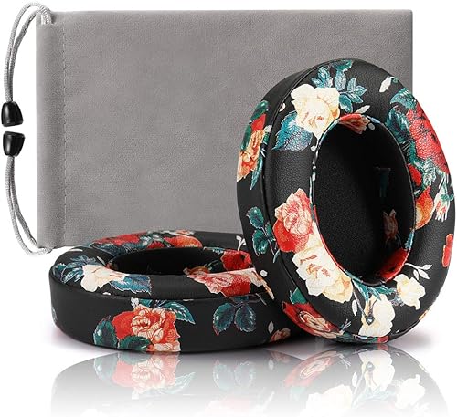 Dr.DRE-1 par de almohadillas de repuesto para almohadillas de oído compatibles con Beats Studio 2.0 inalámbricoscableadas y Studio 3.0 (negro floral)