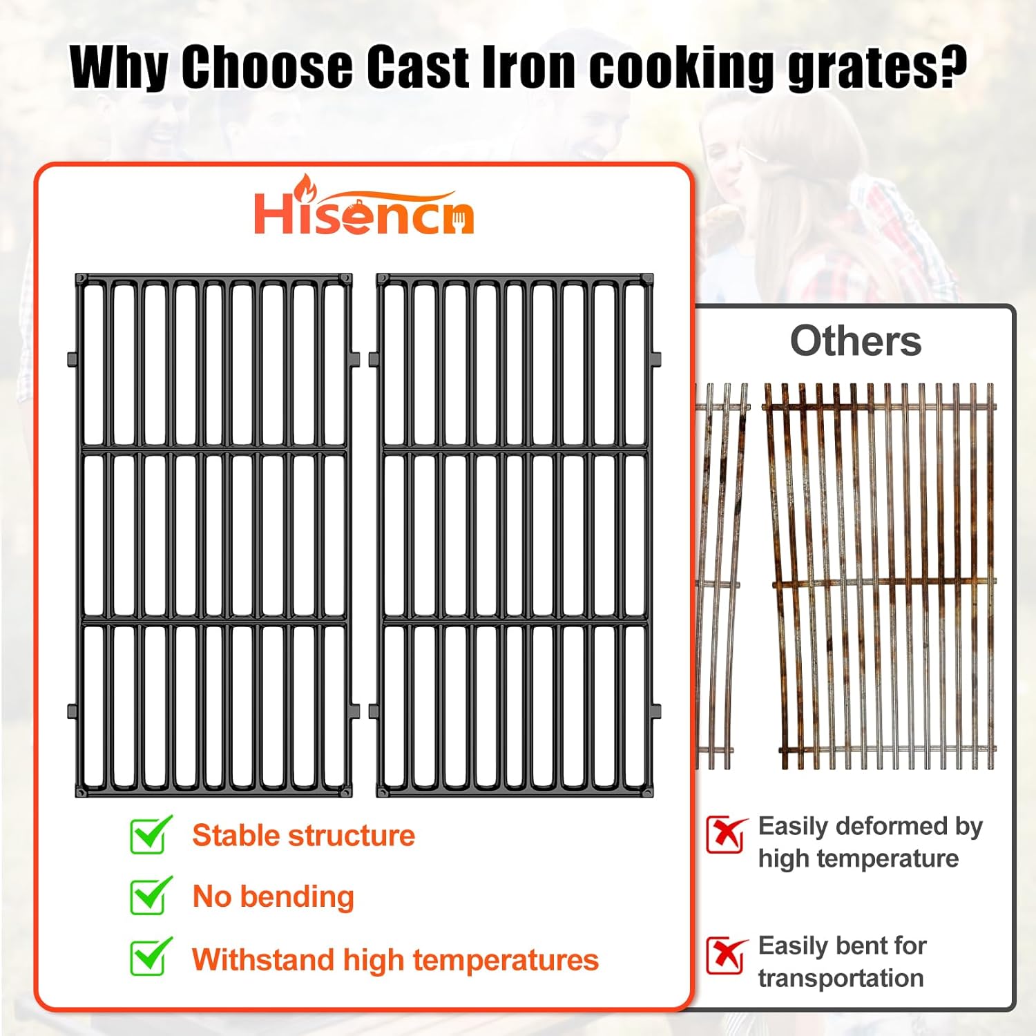 Replacement Parts for Weber 7637 Grates & 7635 Flavorizer Bars, Parts for Weber Spirit 200, GS4 Spirit II 200 Series Gas Grill with Front Control,15.3” Flavor Bars, 17.5” Cooking Grates for Weber E210