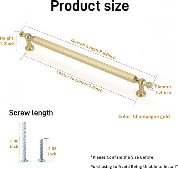 4 Pack Long Brush Brass Cabinet Handle Kitchen Furniture Handle Drawer Handle Vintage Handle 8.82 inch Overrall Length,7.5 inch Center to Center.