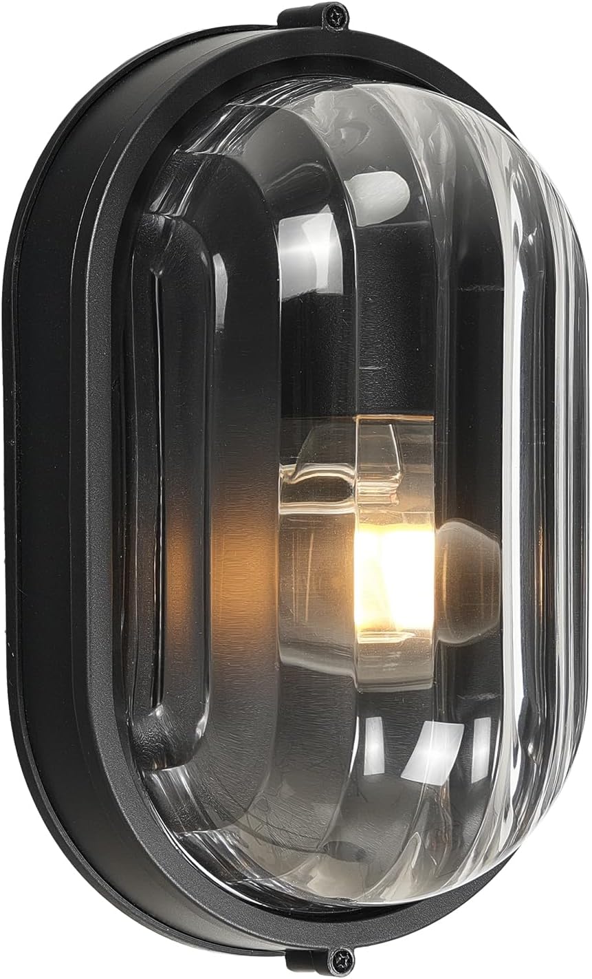 11 Inch Bulkhead Light Aluminum Bulkhead Ceiling Light with Thickened Clear Glass Waterproof Outdoor Wall Lights for Porch Basement Balcony or Sauna Room E26 Socket UL Listed