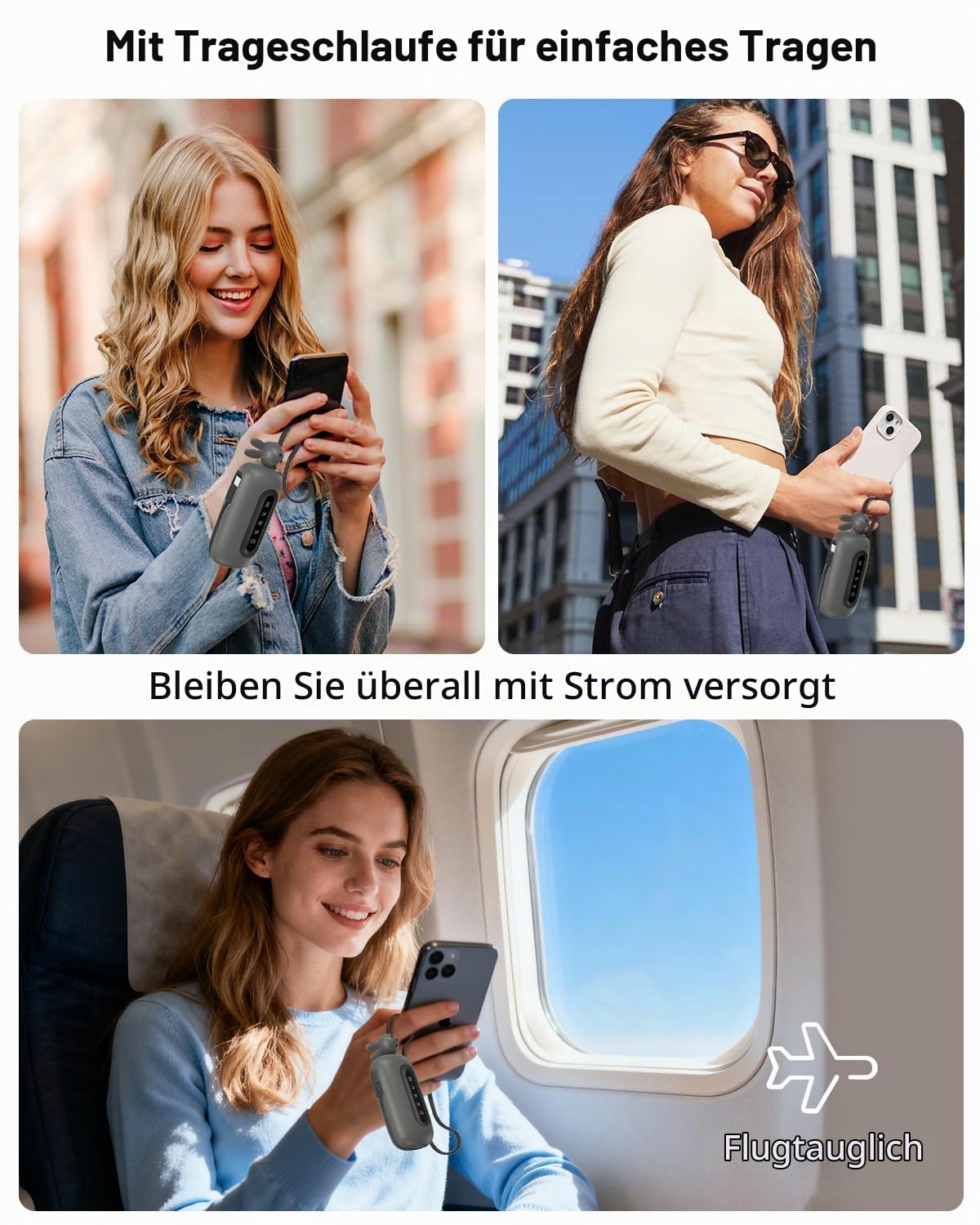 MIPOW x Miffy tragbares Ladegerät, 5000mAh 20W Power Bank, USB-C in aus Schnellladebatterie, Beleuchtung Telefon Power Bank, für iPhone17, Samsung S25, Android (Grau), Ostern Geschenke