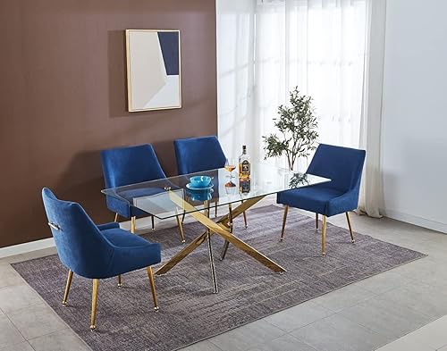 Miniatura 76 de Mesa de comedor redonda de vidrio de 36 pulgadas para 2-4 personas, patas de metal negro resistentes, mesa de cocina redonda de vidrio para