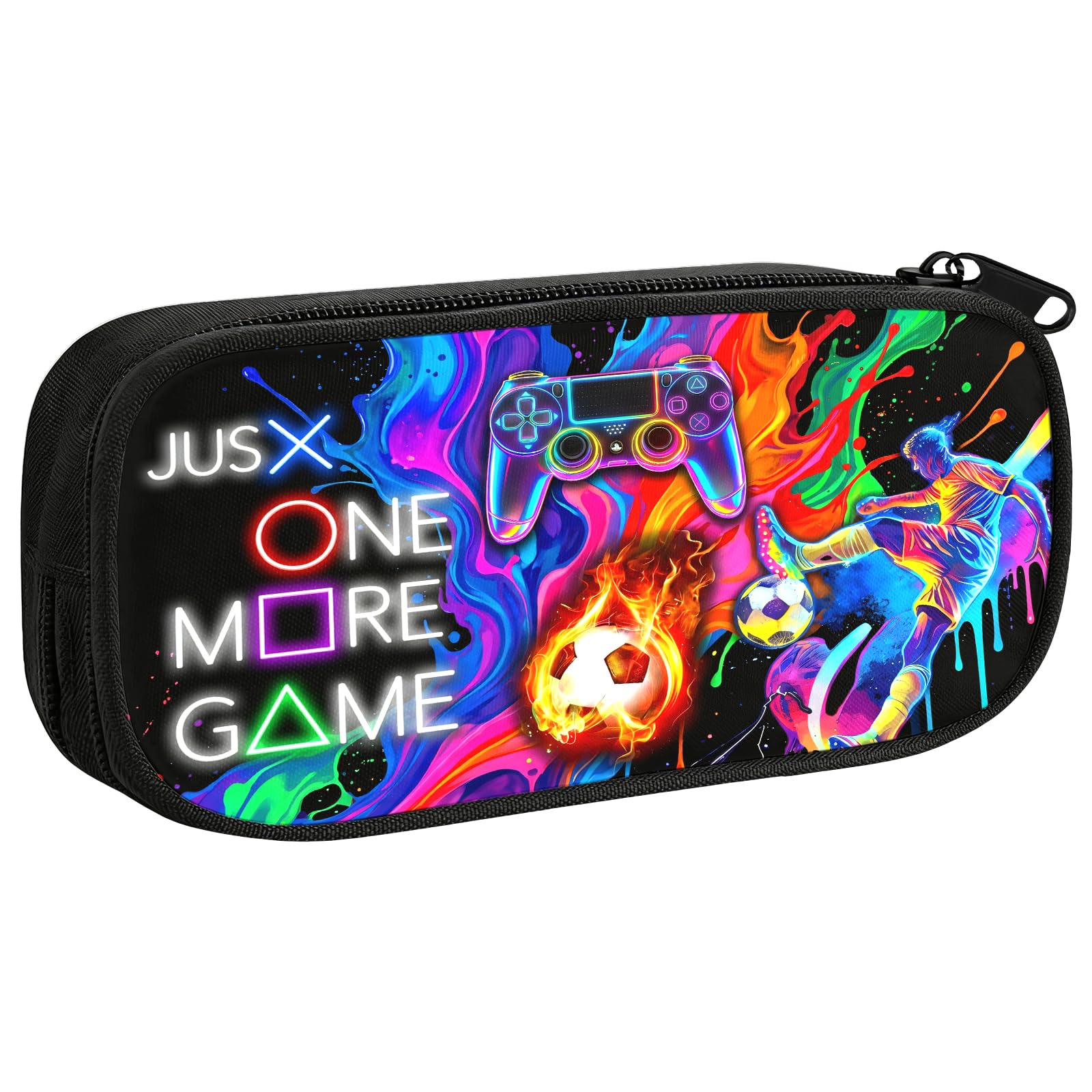 Football Pencil Case for Boys, Boys Pencil Case with Compartments, Soccer & Game special Pencilcase with Compartments & Pen Slots, 22x11x4.5cm / 8.7x4.3x1.8inch Cool School Supplies for Students