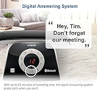 Vista 3 de VTech VS122 DECT 6.0 Teléfono inalámbrico de diseño retro con sistema de contestador, bloqueador inteligente de llamadas y conexión Bluetooth a