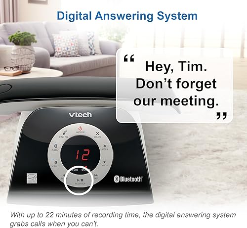 Miniatura 3 de VTech VS122 DECT 6.0 - Teléfono inalámbrico de diseño retro con sistema de contestación, bloqueador de llamadas inteligente y Bluetooth