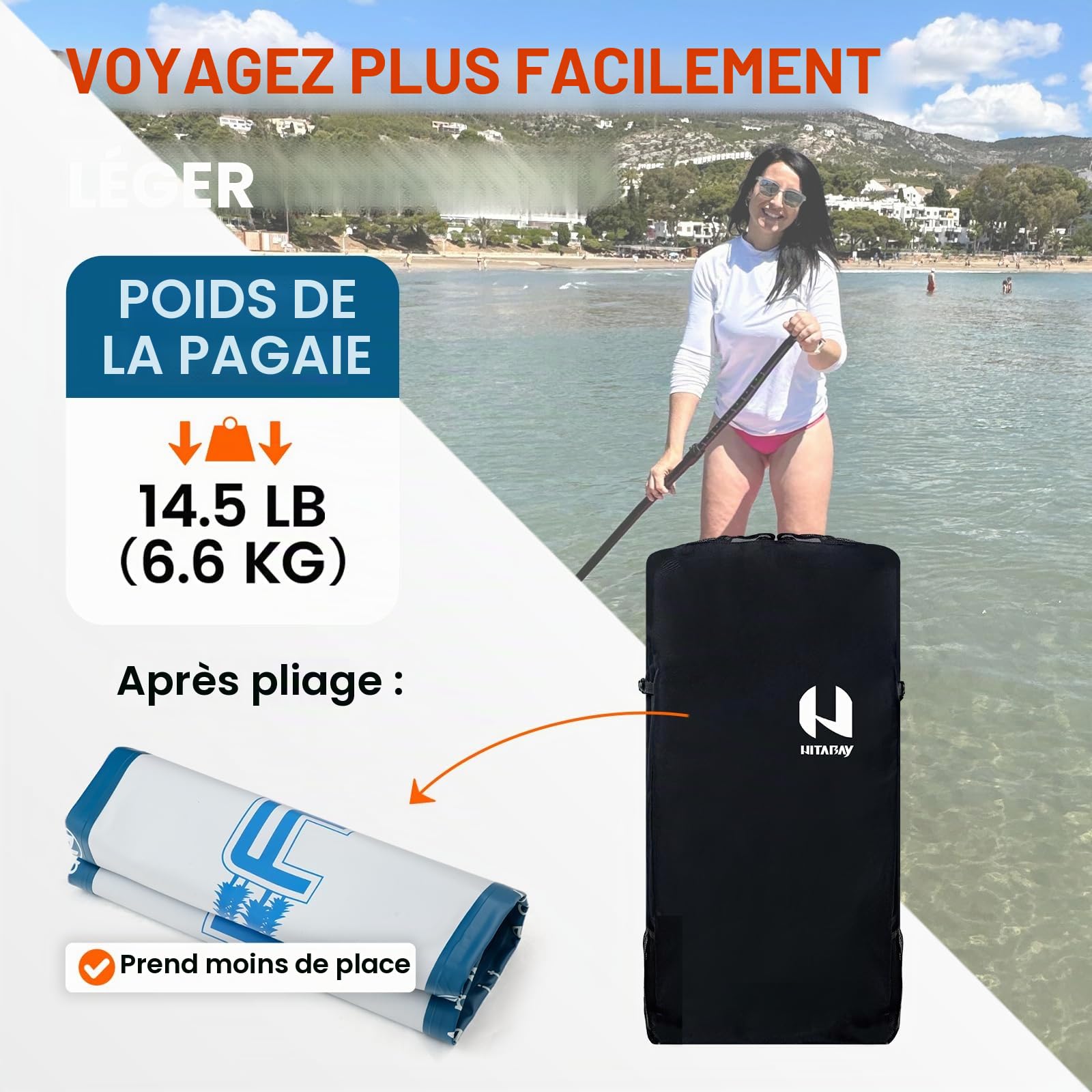 Kit de Planche de Stand up Paddle Gonflable avec Accessoires complets et Support pour Appareil Photo, 320 x 81 x 15 cm, Planche de Sup 10'6", 150 kg, Planche de Paddle pour Adulte