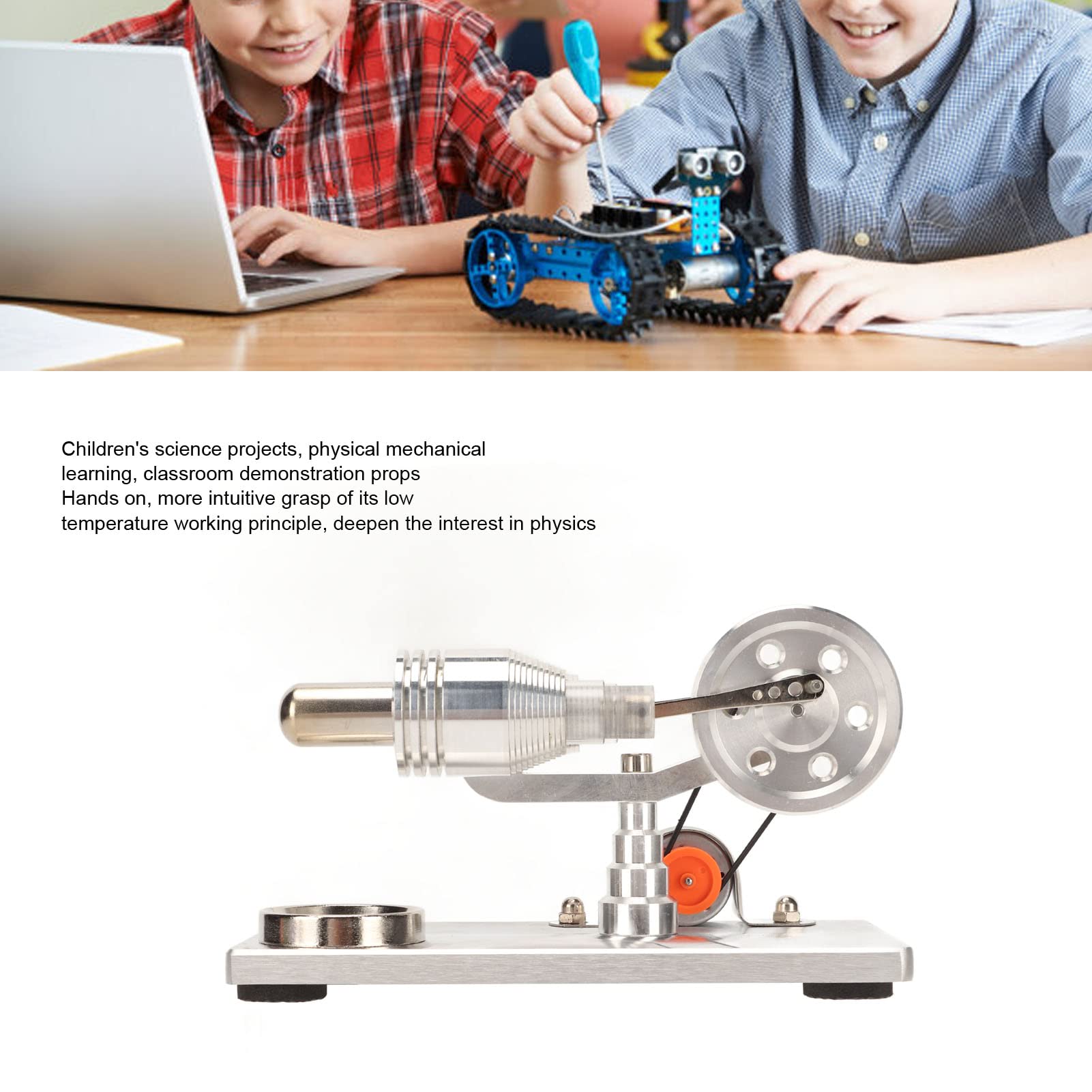 Alvinlite Motor Stirling De Aire Caliente, Generador De Energía En Miniatura, Generador De Energía Eléctrica, Motor De Ley con Lámpara para El Hogar, Regalo para Niños, Adultos, Artesanía, Orname