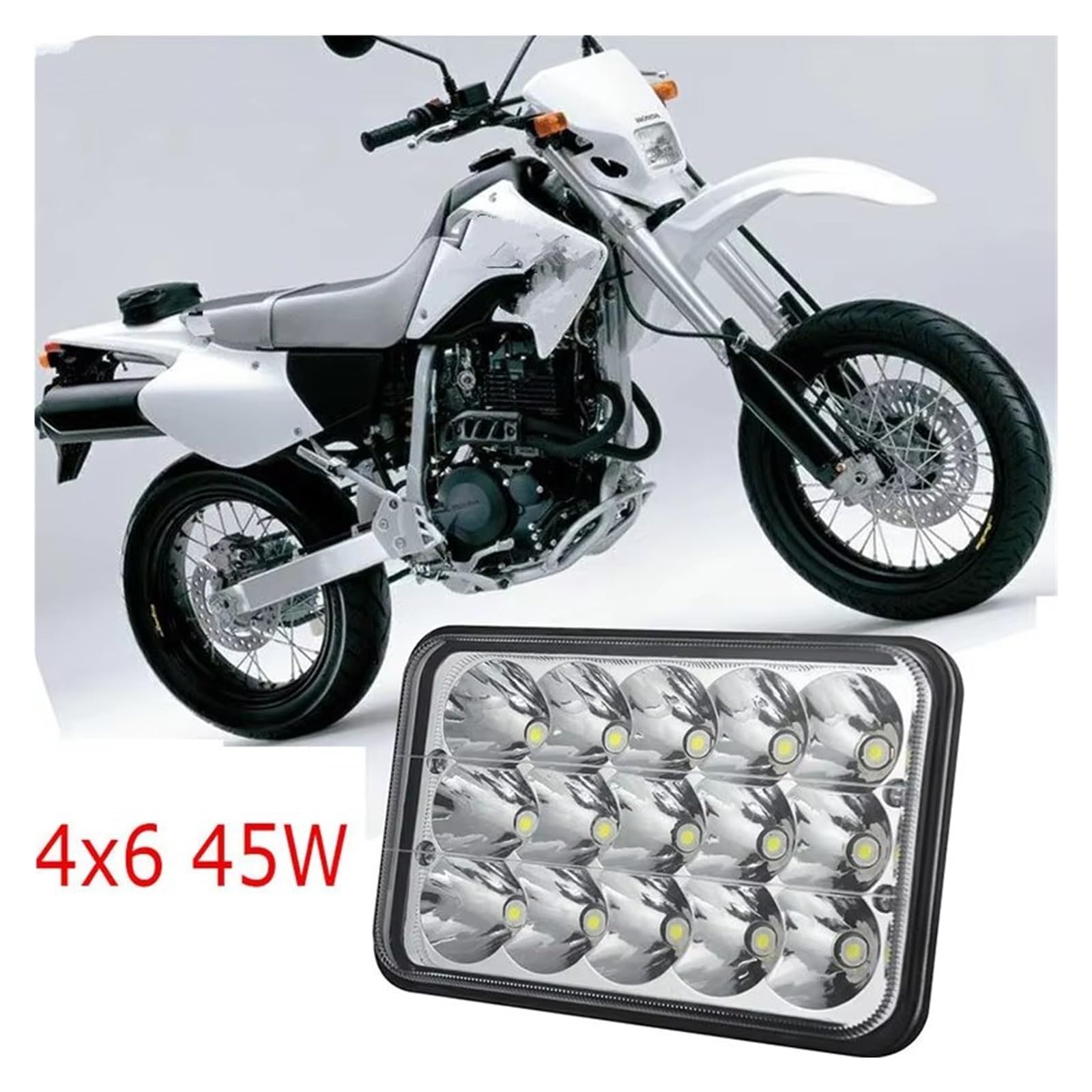 Phare Avant Moto Phare LED Carré 4x6 Pouces Feux Route Croisement pour Motos XR250 XR400 XR650 pour Suzuki pour DRZ LED Phares Avant
