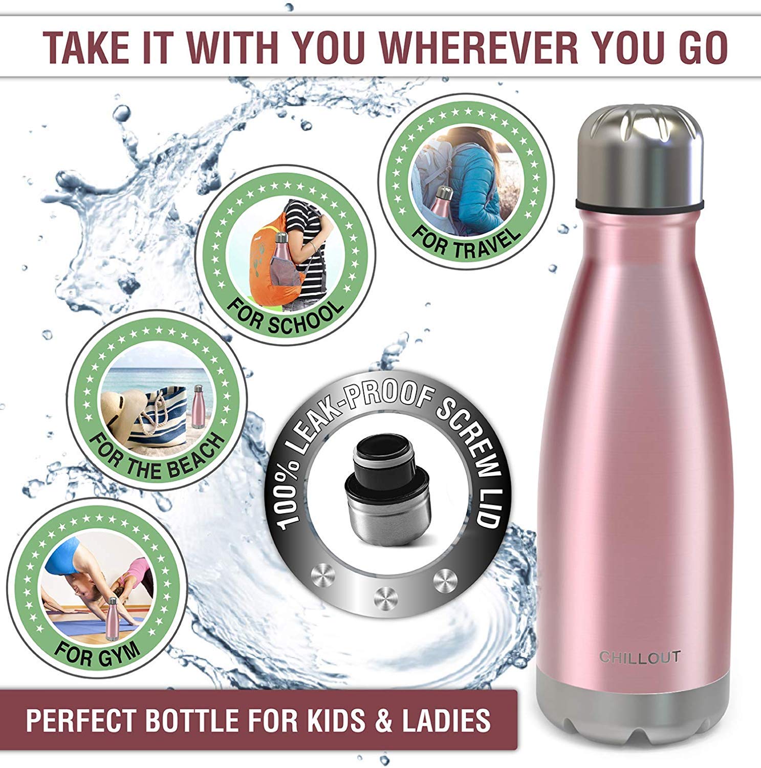 Botella de agua infantil. de acero inoxidable para la escuela, con aislamiento de doble pared, en forma de botella de refresco, libre de BPA, botella metálica para niños, niñas y adultos 7