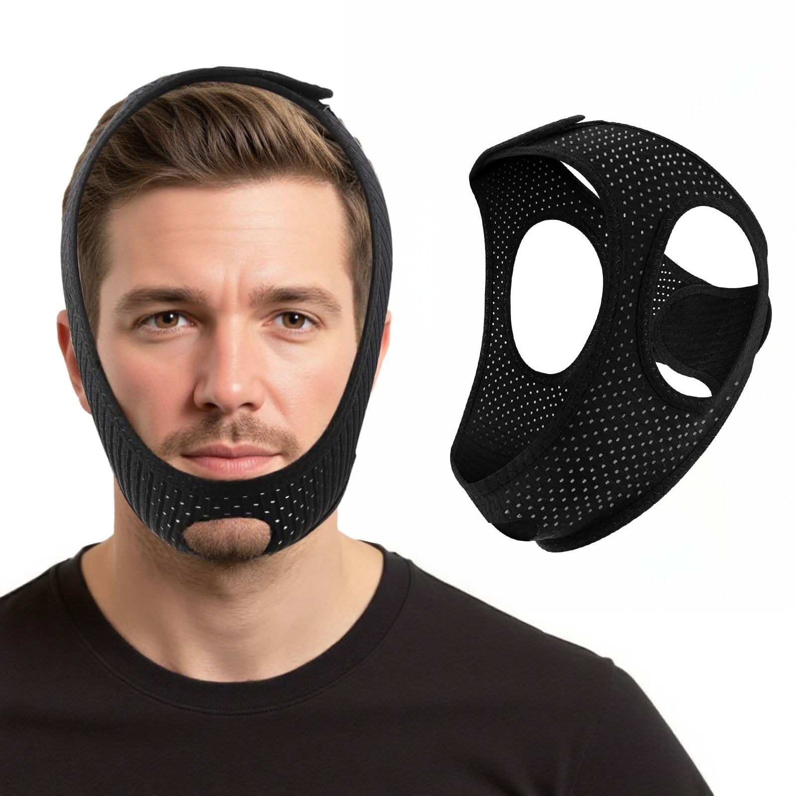 Anti Snoring Chin Strap for Sleeping, Adjustable Anti Snore Devices for Men Women, Suitable solution for stopping snoring,Black
