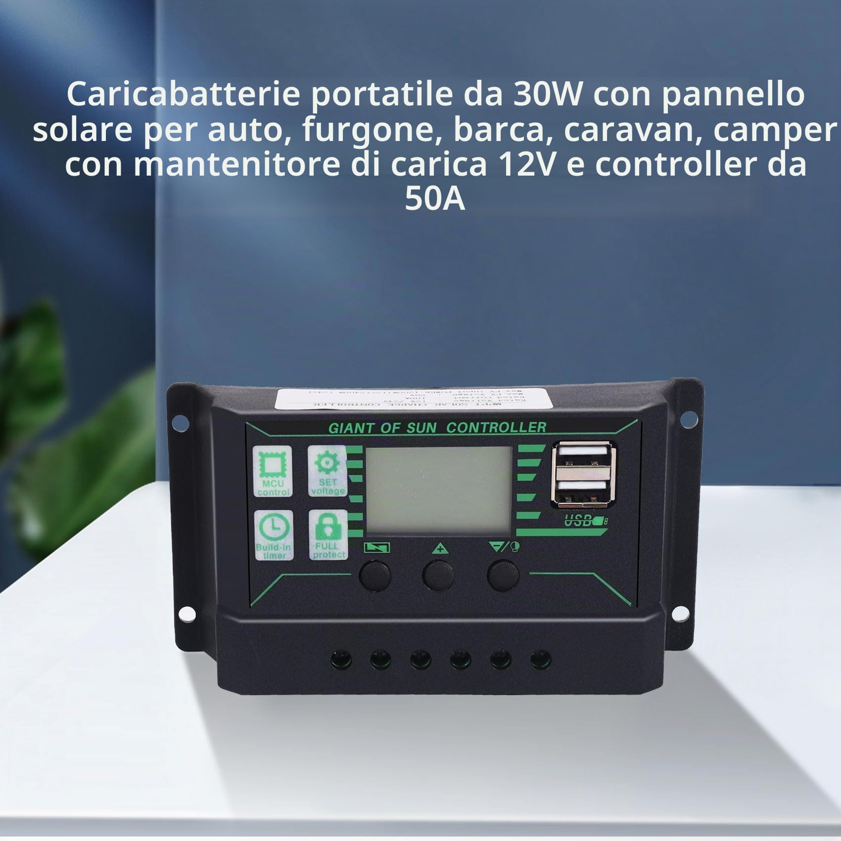 30 W pannello solare per auto, furgone, barca, roulotte, caravan, caravan, batteria portatile da 12 V, con controller da 100 A