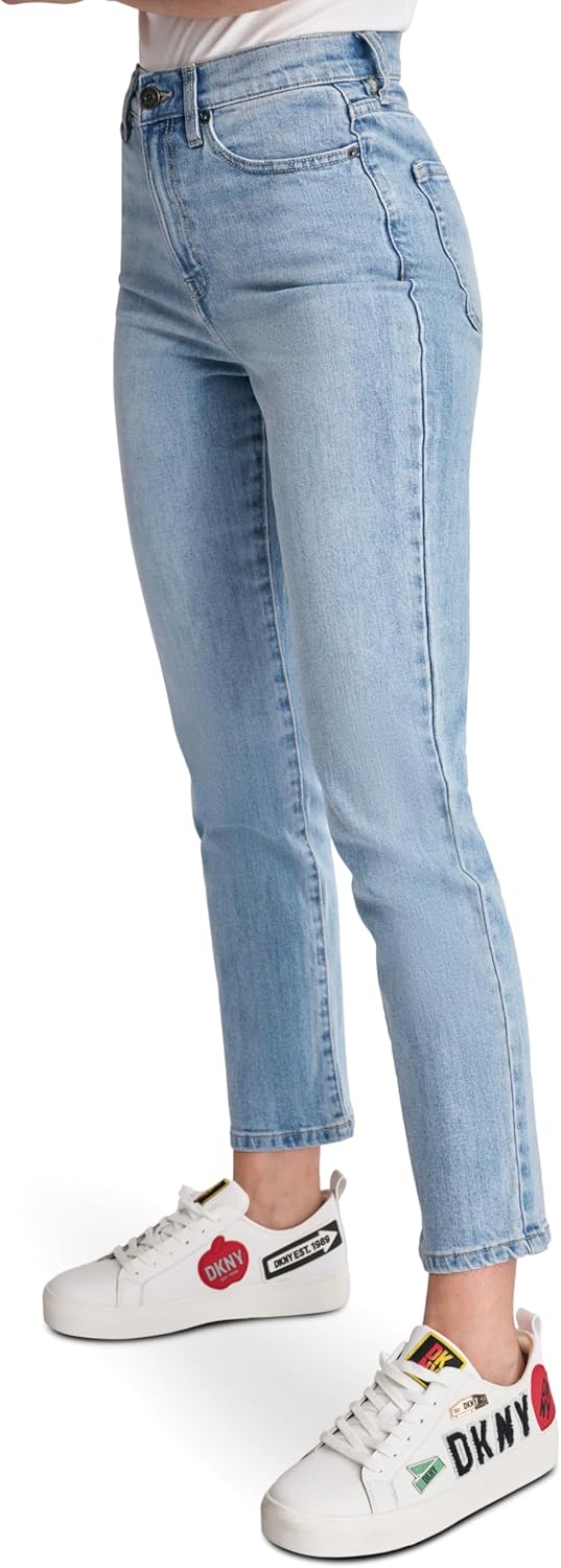 DKNY Womens Slim Straight Crop Jeans - Image 3