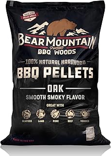 Bear Mountain All Natural Wood Pellets for Smoker, Grill & BBQ, 40 lb Bag, Oak - Premium Hardwood Barbecue Pellets for Indoor and Outdoor Grilling