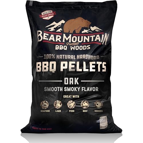 Bear Mountain All Natural Wood Pellets for Smoker, Grill & BBQ, 40 lb Bag, Oak - Premium Hardwood Barbecue Pellets for Indoor and Outdoor Grilling