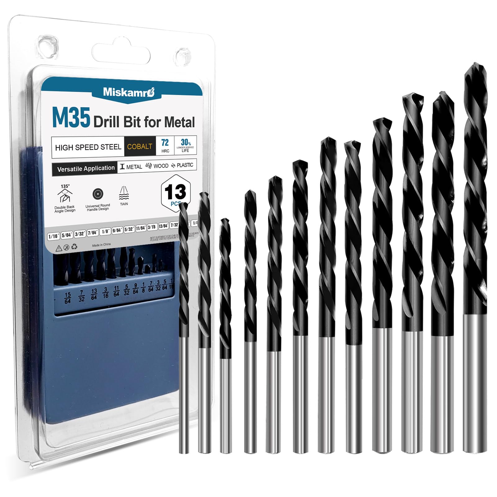 Miskamro Cobalt Drill Bits - 13 Piece Set -1