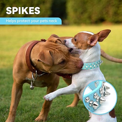 Miniatura 3 de Collar de perro y gato con pinchos pequeños y medianos para perros pequeños y medianos, collares ajustables con tachuelas para cachorros, collar de