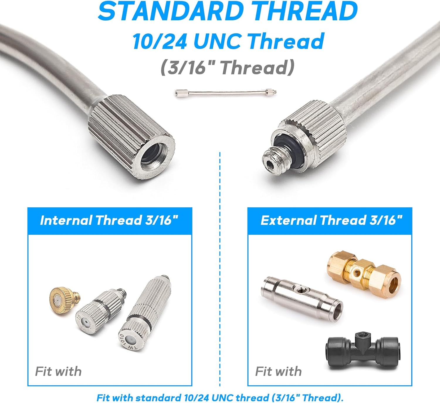 60 Pack Flexible Nozzle Extensions, Brass Mist Rod for Misting System, Bendable Copper Extended Pole 10/24 UNC for Humidification, Cooling, Dust Control, Landscaping(5.6Inch, 7.6Inch, 11.5Inch)