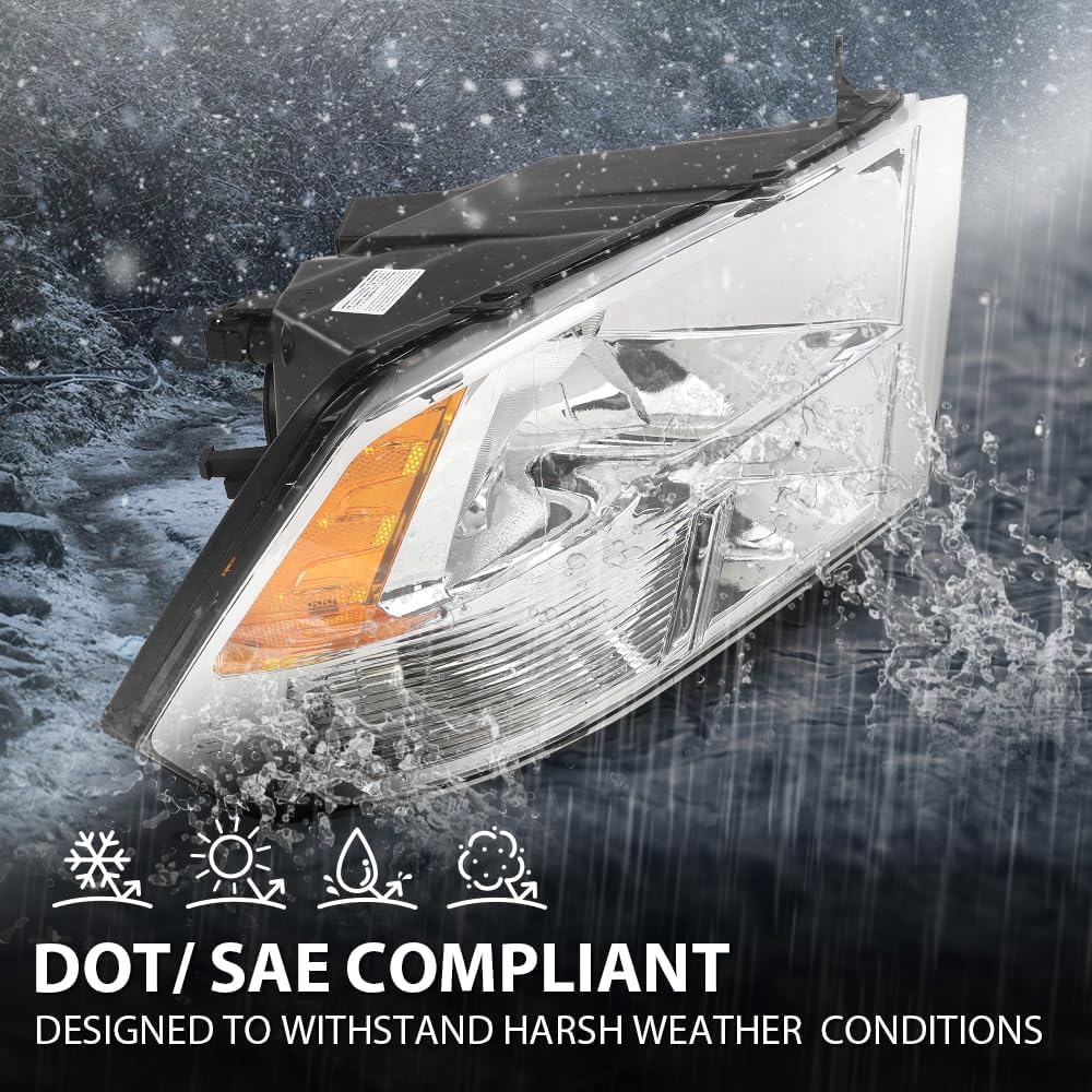 G-PLUS Headlight Assembly Front Headlamp Right Passenger Side w/Bulbs,Fit Dodge Ram 1500 2500 3500 2009-2018 Factory Clear Lens Chrome Housing Amber Reflector Bumper Headlamps,faros delanteros