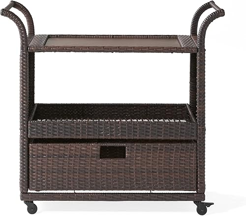 Christopher Knight Home Corona - Carrito de mesa de mimbre para exteriores, multicolor