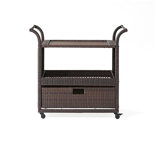 Corona Outdoor Wicker Bar Table Cart, Multibrown