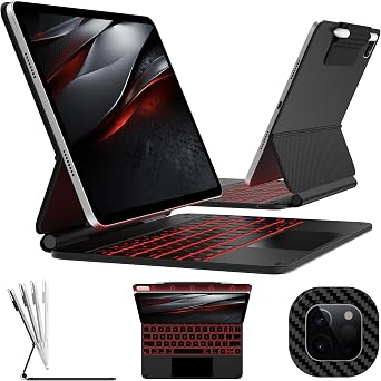 typecase Edge Keyboard Case for iPad Pro 11-inch M5/M4, 2025/2024, Easy-Set Floating Magnetic Stand, Magic-Style Keyboard with 11 Colors Backlight, Multi-Touch Trackpad, Pencil Holder, Carbon Fiber
