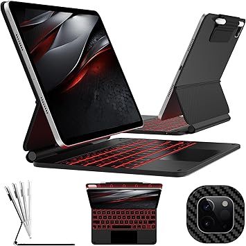 typecase Edge Keyboard Case for iPad Pro 11-inch M5/M4, 2025/2024, Easy-Set Floating Magnetic Stand, Magic-Style Keyboard with 11 Colors Backlight, Multi-Touch Trackpad, Pencil Holder, Carbon Fiber