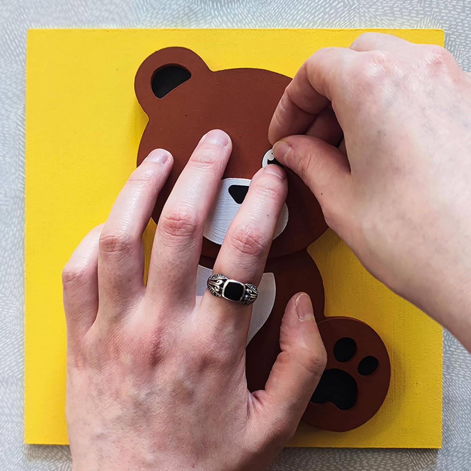 Aladine 3085487 Wooden Painting Set, Bear, 3D Wooden Picture for Painting, DIY Wall Decoration, Painting Set, Craft Set for Children from 4 Years