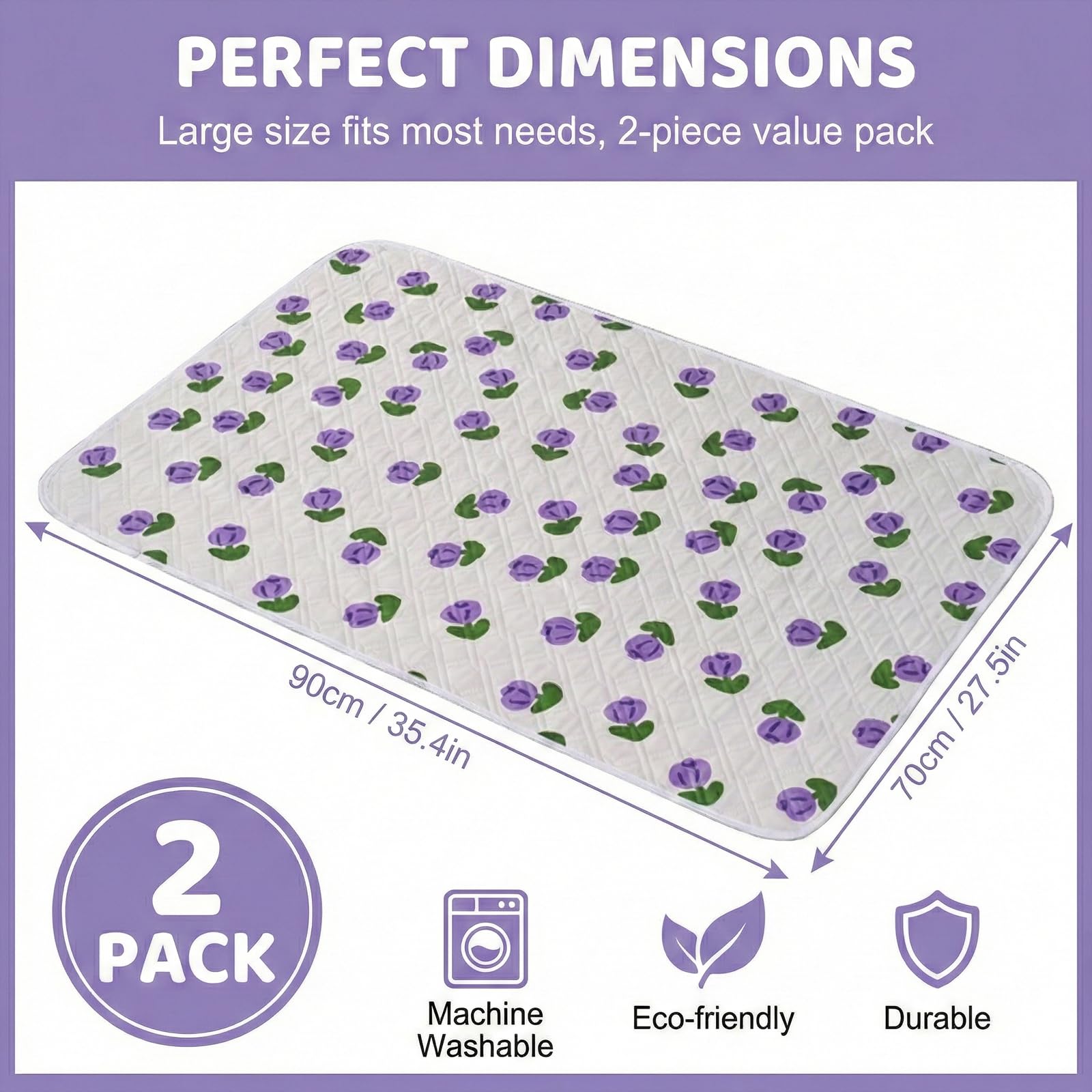 Set 2 Traverse Letto 70x90cm Impermeabili Ultra Morbide Lavabili Riutilizzabili per Neonati Bambini Adulti