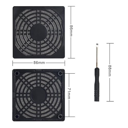 Miniatura 22 de ELUTENG Filtro de ventilador de 4.724 in, paquete de 2 protectores de soplador IP40 a prueba de polvo ABS para computadora, cubierta de malla