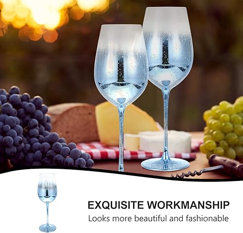 Miniatura 3 de NUOBESTY Copas de copa de vino de vidrio: Copas de vino Copa de cristal Vajilla decorativa para bar nocturno Fiesta en casa boda azul