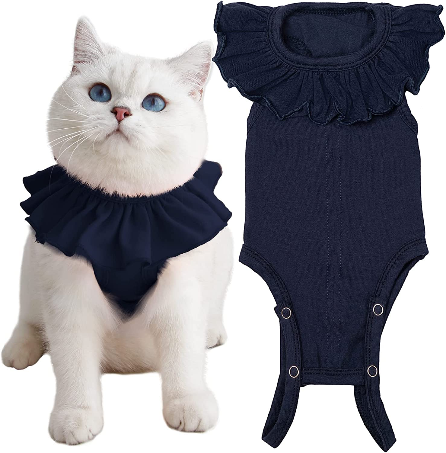 Kukaster Pet Cat Recovery Suit for Abdominal Wounds and Skin Diseases, Breathable Surgical Recovery Shirt After Surgery Wear Anti Licking Wounds,E-Collar Alternative for Cats Pet Kitten(RSC01-grey-l) — image 1