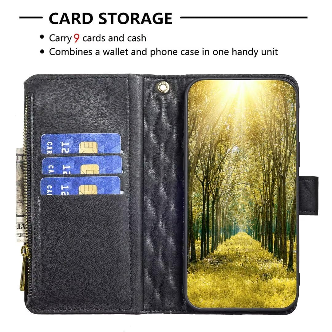 xinyunew Cover per Honor X7B, Magnetica Cover a Libro con Slot per Schede, Custodia in PU Pelle Portafoglio per Honor X7B,Nero
