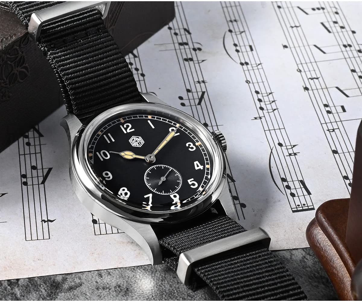 San Martin 36mm SN0105G reloj piloto de cuarzo 6004 movimiento simple estilo de moda acero inoxidable hombres reloj de pulsera correa de nylon