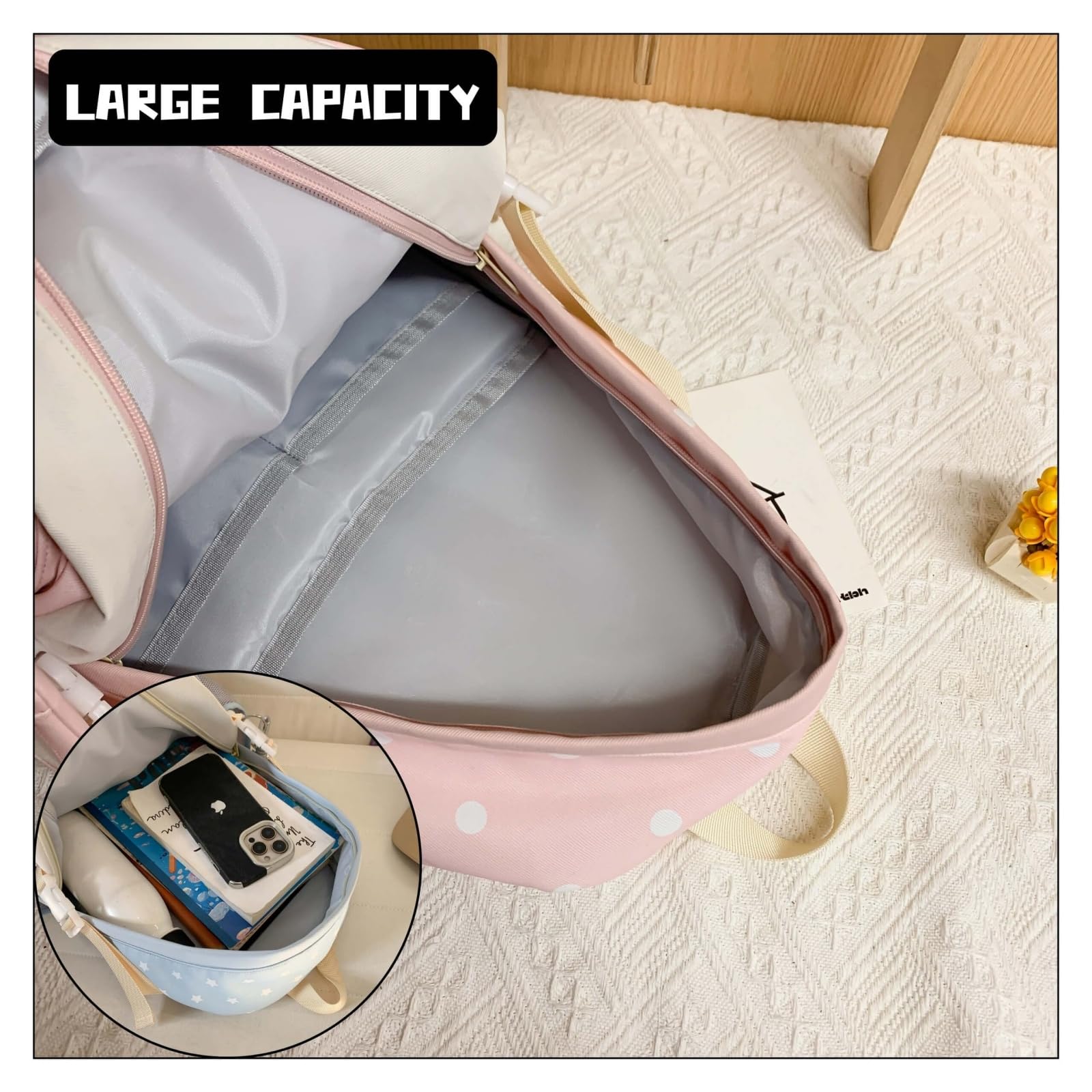Schultasche Mädchen Kawaii Ita Bag Rucksack Schulrucksack Teenager Großer Kapazität Wasserabweisend Für Schule Reisen Outdoor Aktivitäten (Rosa)