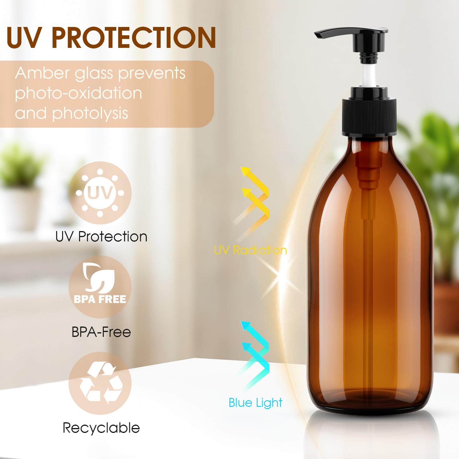 Bottiglie Spray Vuoto 2 X 500 ml Spruzzino Nebulizzatore, Ricaricabile Bottiglia Spray d'Acqua pray Bottle Confezione Flaconi Spray in Vetro Ambrato Ideale per Piante, Pulizia, Parrucchieri