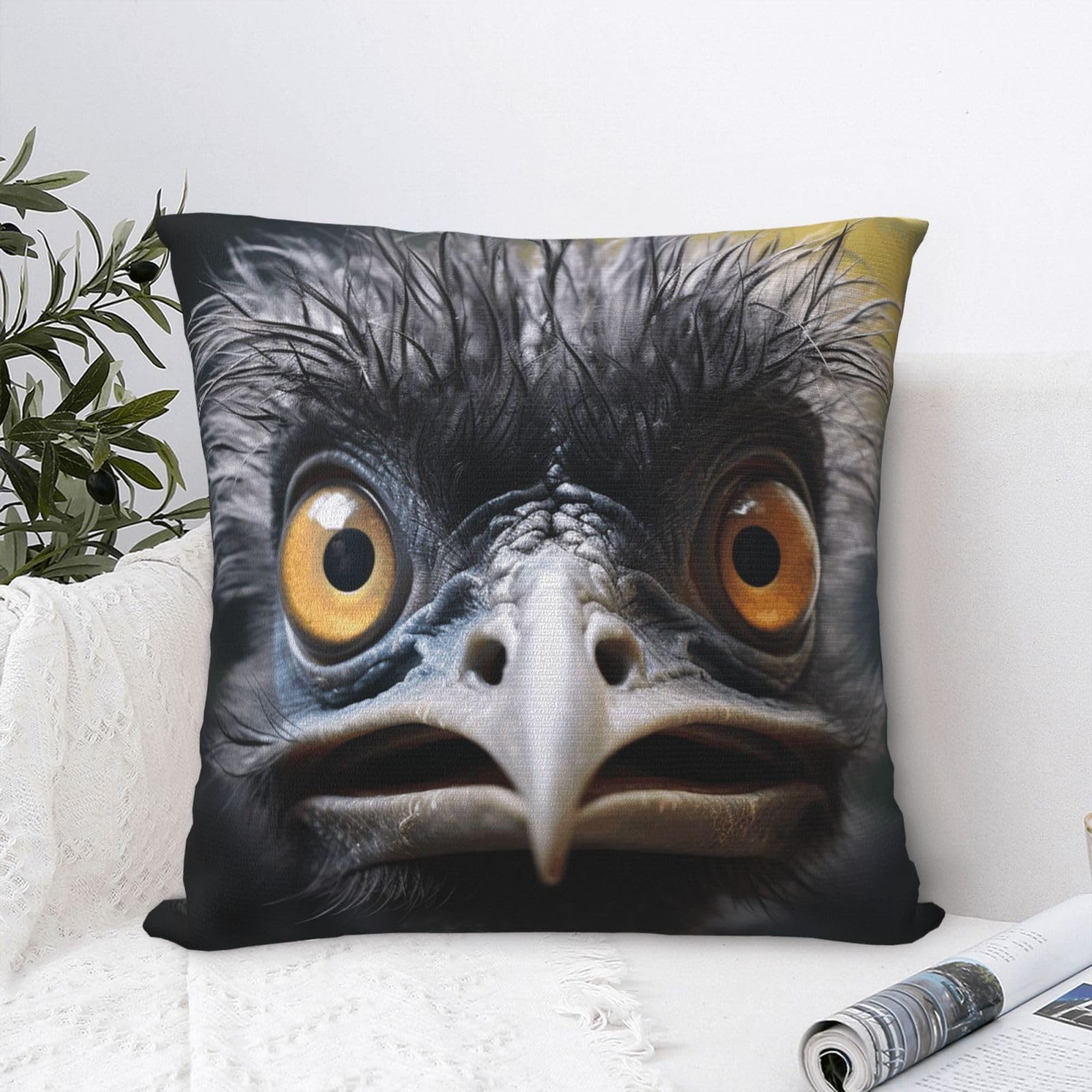 FodPand Luxury Velvet Throw Pillow Covers 24"x24" Super Soft Decorative Pillow Cases - Emu Pillowcases Modern Lumbar Cushion Cases for Couch Sofa Bed Pillow Shams